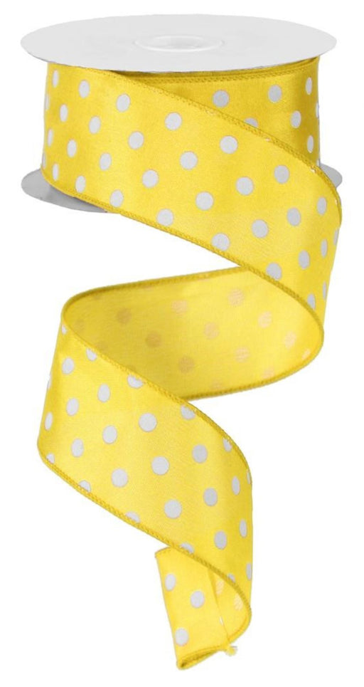 white-polka-dot-yellow-wired-edge-ribbon