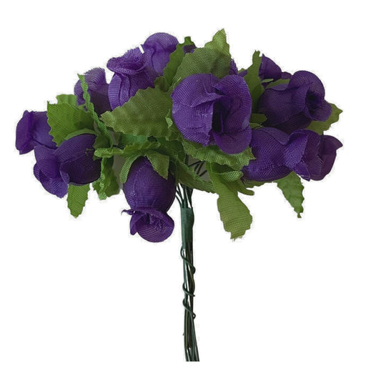 Purple Artificial Silk Mini Roses - 12 Dozens, 144 Rosebuds Total