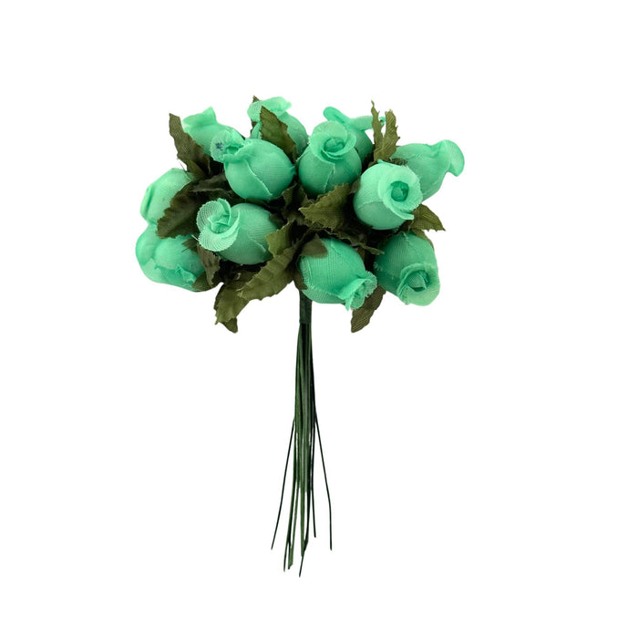 Aqua Artificial Silk Mini Roses - 12 Dozens, 144 Rosebuds Total