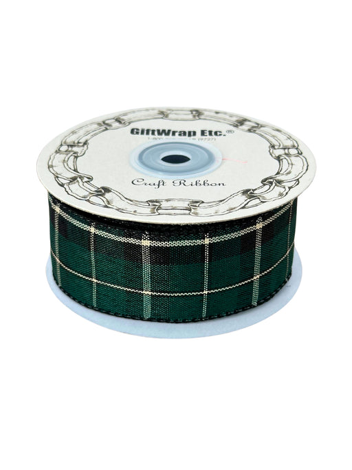 Black and Green Plaid Christmas Ribbon - 1 1/2" x 10 Yards