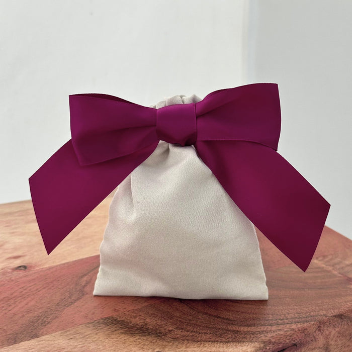 Pre-Tied Burgundy Satin Bows - 4 1/2" Wide, Set of 12