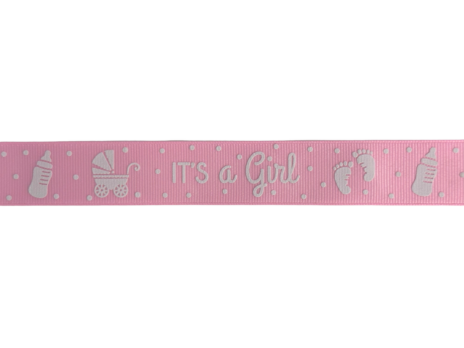 Baby Girl Gender Reveal Ribbon - 7/8" x 25 Yards