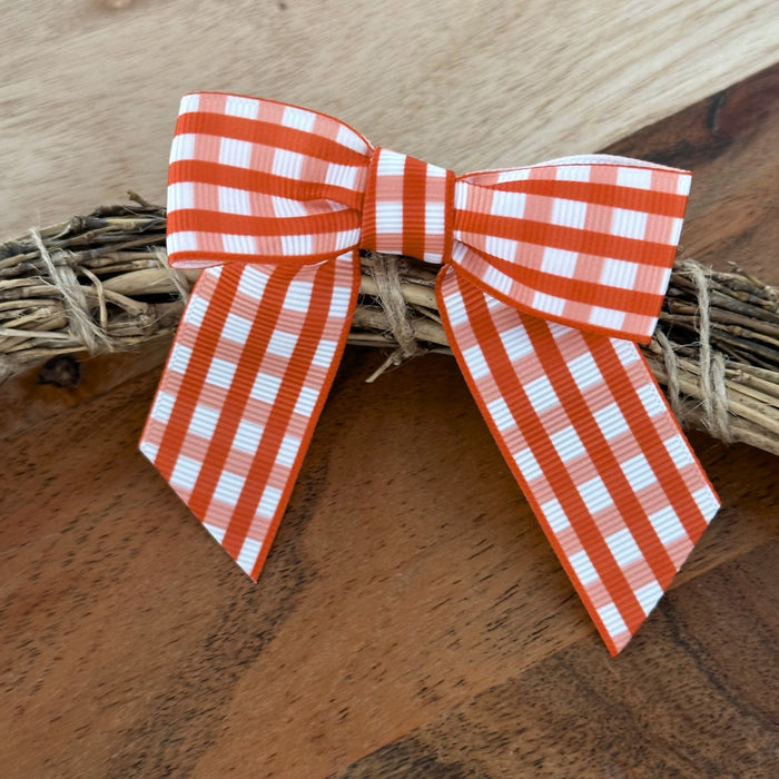 Hot Red & White Gingham Pre-Tied Bows - 3" Wide, Set of 100