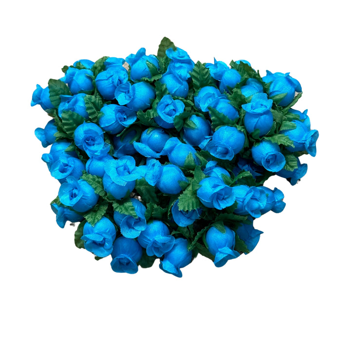 Turquoise Artificial Silk Mini Roses - 12 Dozens, 144 Rosebuds Total