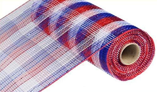 Metallic Patriotic Stripe Deco Mesh - 10" x 10 Yards