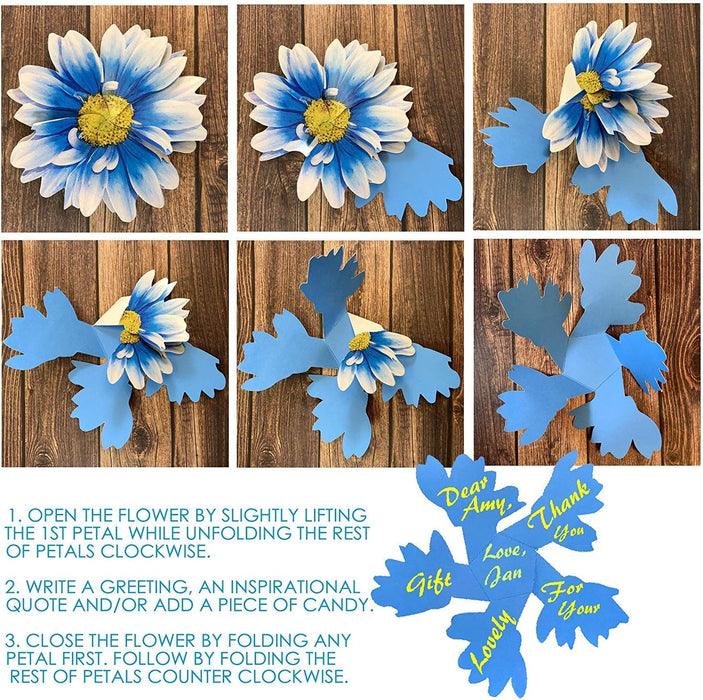 Blue 3-D Flower Pop Up Cards - 4" Wide, Set of 25