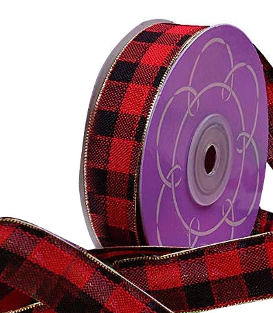 Buffalo Check Hair Bows Ribbon - 7/8" x 25 Yards