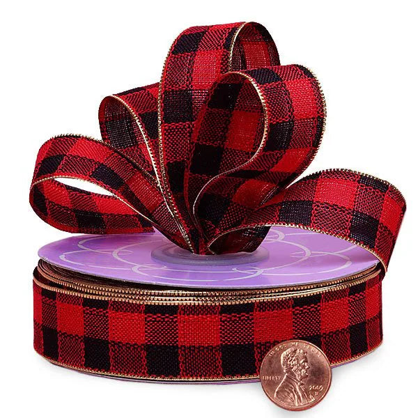 Buffalo Check Hair Bows Ribbon - 7/8" x 25 Yards