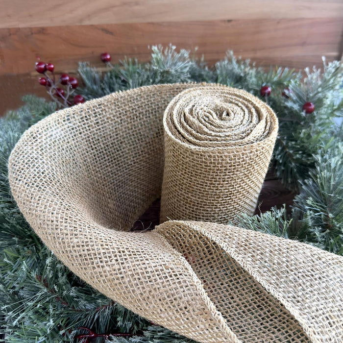 Natural Jute Fabric Burlap Ribbon - 6" x 10 Yards