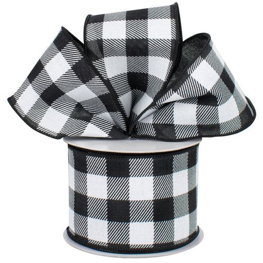 Black White Buffalo Plaid Ribbon - 2 1/2" x 10 Yards