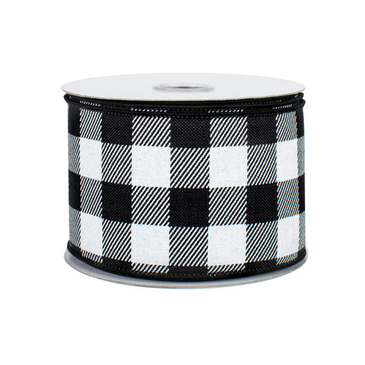 Black White Buffalo Plaid Ribbon - 2 1/2" x 10 Yards