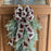 Christmas Wreath Bow Moose And Bears Plaid Applique on a Linen Background