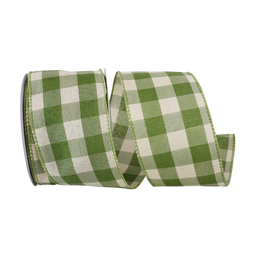 Moss Green Plaid Wired Ribbon - 2 1/2" x 10 Yards