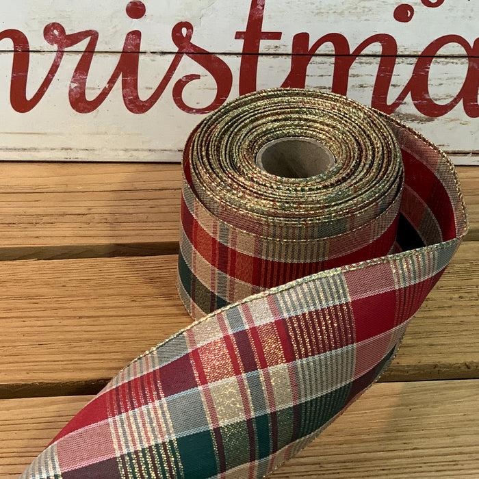 Wired Plaid Christmas Wreath Ribbon - 2 1/2" x 10 Yards