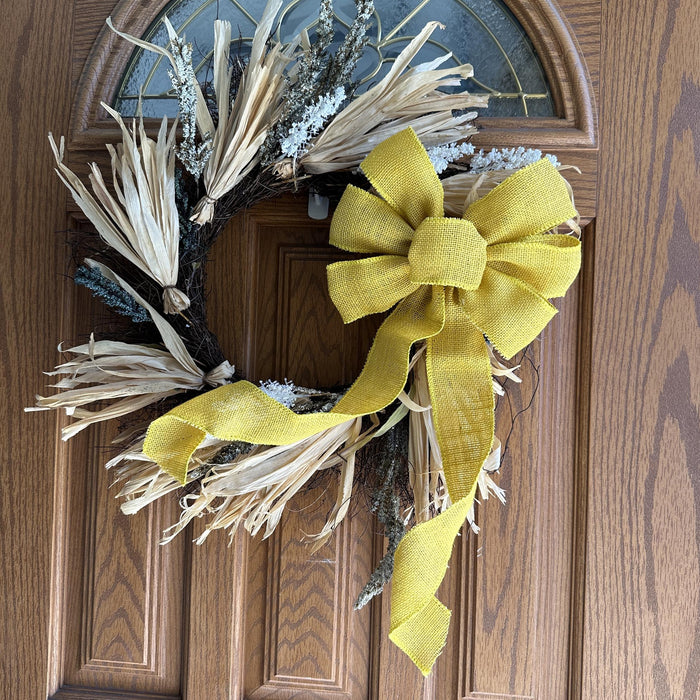 rustic-fall-theme-wreath-yellow-bow