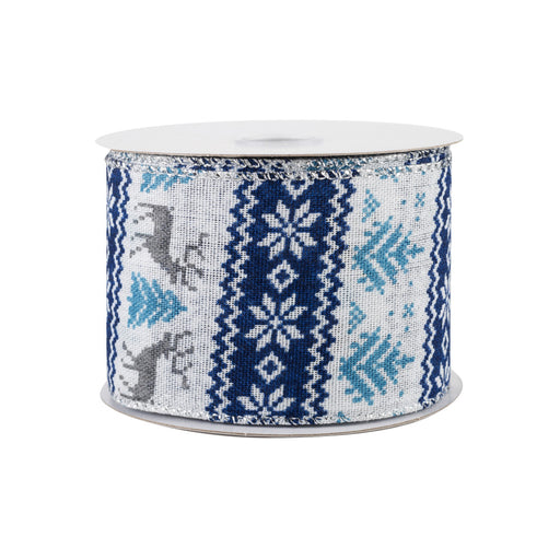 blue-white-fair-isle-wired-edge-ribbon