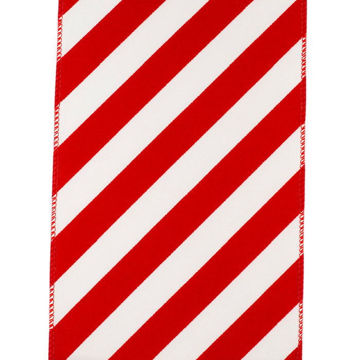 Red & White Striped Ribbon - 6" x 10 Yards