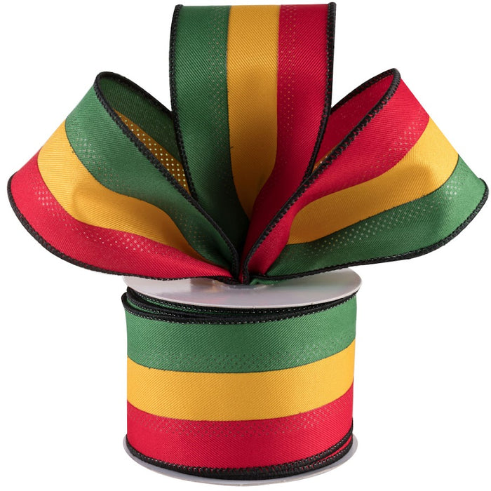 Green-yellow-and-red-striped-wired-edge-Rasta-Ribbon