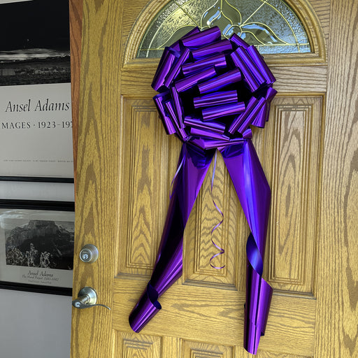 Big Purple Gift Bow - 14" Wide, Front Door Decoration, Fully Assembled