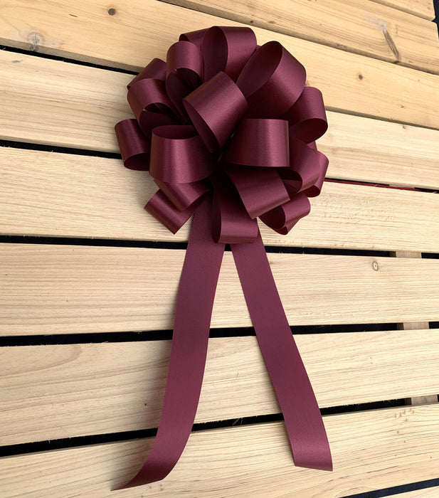 6 Burgundy Wedding 8" Pull Bows - Christmas Gift, Wreath Decorations, Fall Wedding