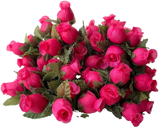 Hot Pink Artificial Silk Mini Roses - 12 Dozens, 144 Rosebuds Total