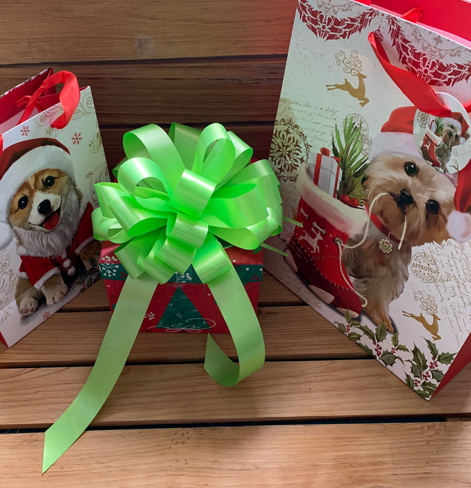 lime green bows for Easter egg hunting baskets