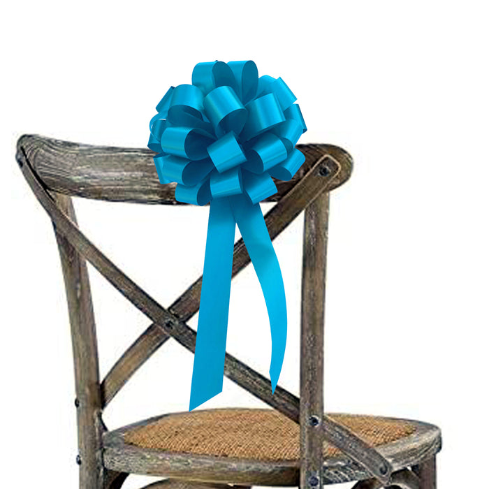 6 Turquoise 8" Pull Bows - Beach Wedding, Easter Baskets Mother's Day Gift Wrap