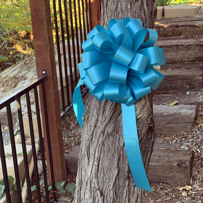 6 Turquoise 8" Pull Bows - Beach Wedding, Easter Baskets Mother's Day Gift Wrap