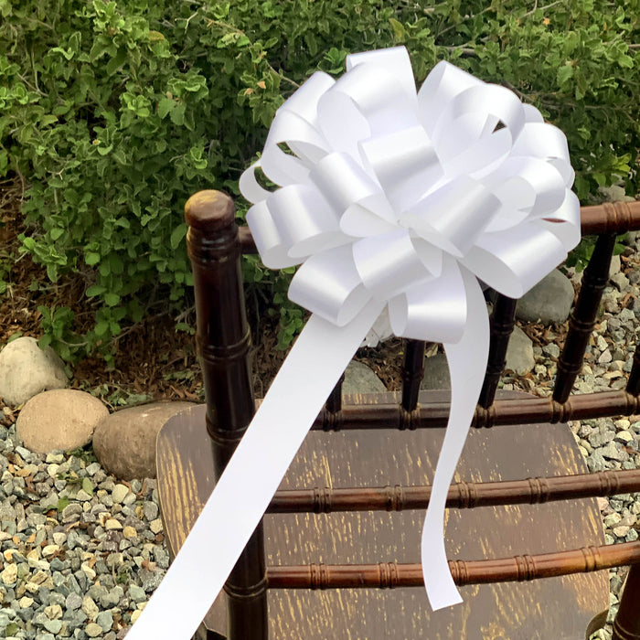 white wedding pull bows