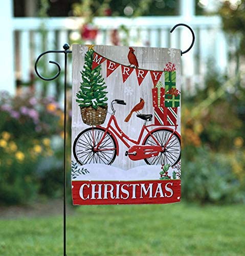 full bike of gifts merry christmas garden flag