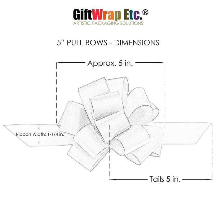 Christmas Gift Pull Bows - 5" Wide, Set of 9,