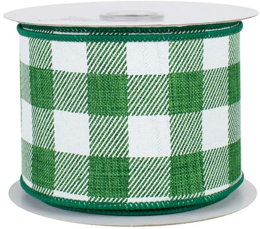 emerald-green-white-buffalo-plaid-wired-edge-christmas-ribbon