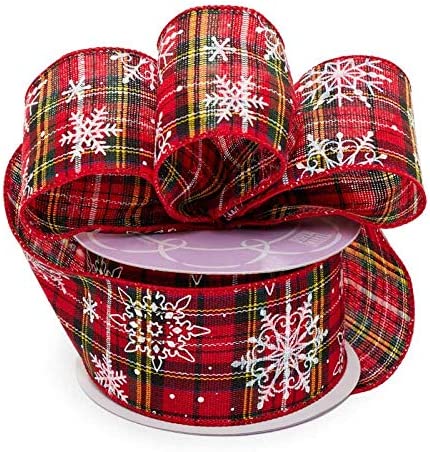 wired-edge-tartan-ribbon-with-snowflakes