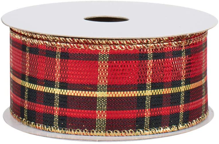 red-gold-and-black-plaid-christmas-ribbon