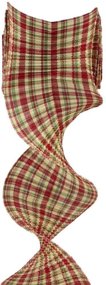 plaid-pleated-wired-christmas-ribbon