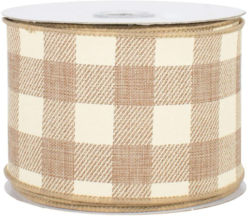 tan-beige-buffalo-plaid-wired-christmas-ribbon