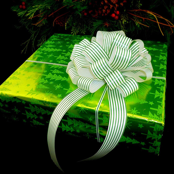 white-green-striped-gift-bows