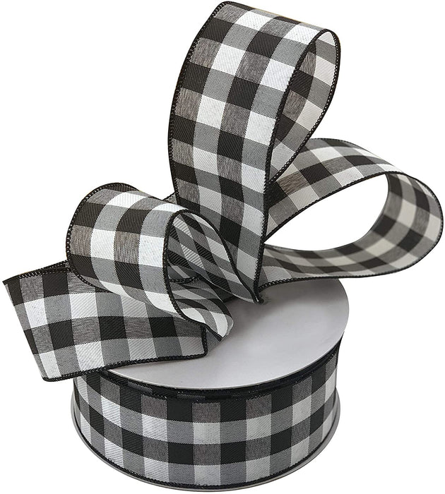 black-white-buffalo-plaid-wired-ribbon