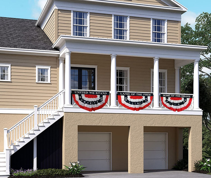 Home of The Brave Pleated Fan Patriotic Flag Bunting - Large 3 ft by 6 ft