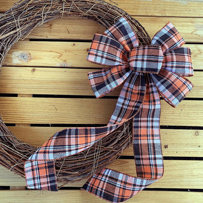 orange-black-white-plaid-bows