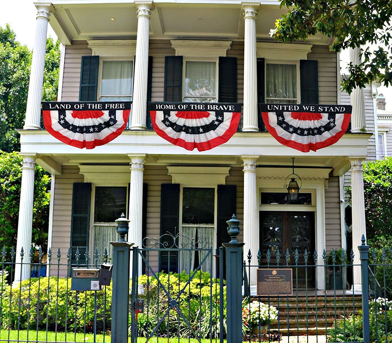 United We Stand Patriotic Pleated Fan Flag -Bunting,  Large 3 ft by 6 ft