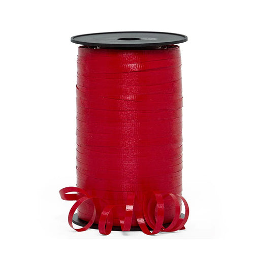 Red Crimped Christmas Curling Ribbon - 500 Yards Roll, 3/16" Wide