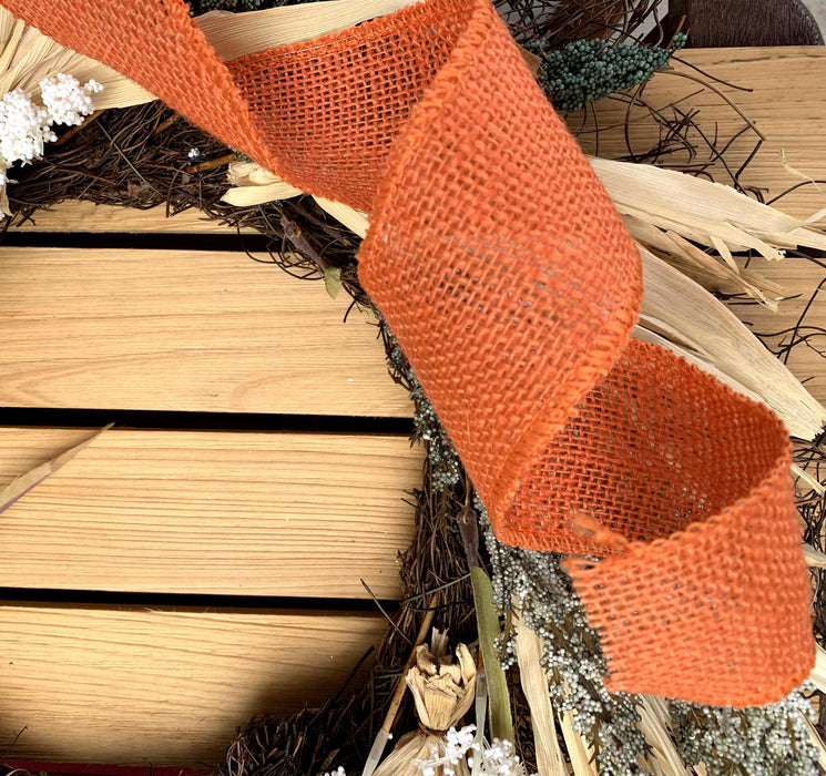 Orange Fabric Burlap Woven Ribbon - 2 1/2" x 10 Yards