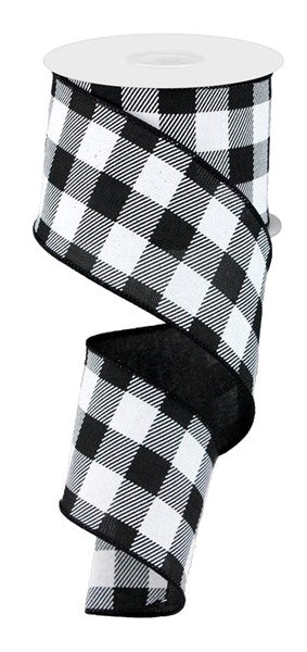 Black White Buffalo Plaid Ribbon - 2 1/2" x 10 Yards