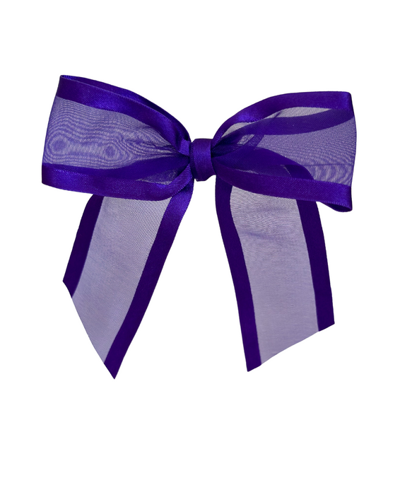 Pre-Tied Purple Organza Bows - 4" Wide, Set of 12