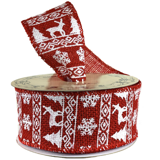 red-white-fair-isle-wired-edge-christmas-ribbon