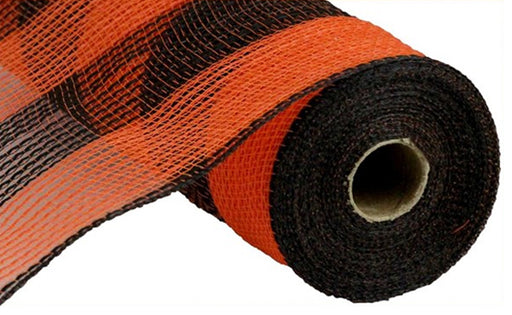 Orange & Black Striped Deco Mesh - 10" x 10 Yards