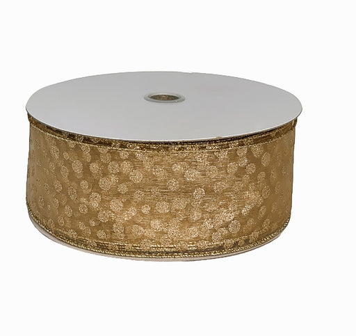 Gold Glitter Polka Dots Ribbon- 2 1/2" x 50 Yards