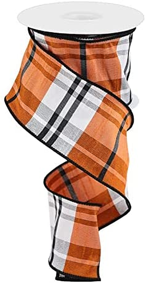 Fall Plaid-Orange-Wired Edge Ribbon