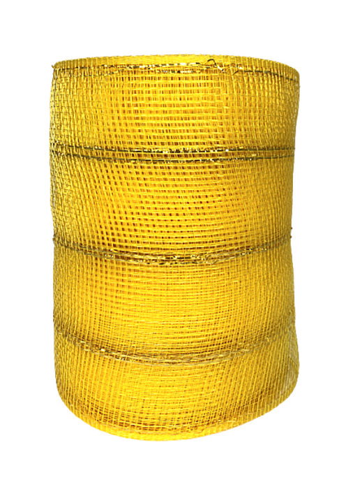 Christmas Wreath Maker Deco Mesh - 6" x 20 Yards, Yellow Gold & Metallic Gold Striped